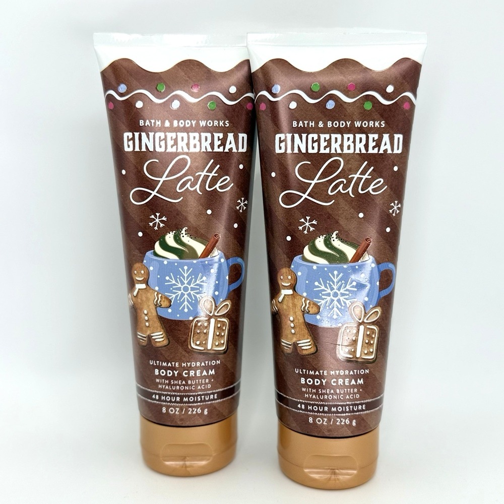 LOT OF 2 Bath &‎ Body Works Gingerbread Latte Body Cream 2 Pack Holiday 8oz NEW